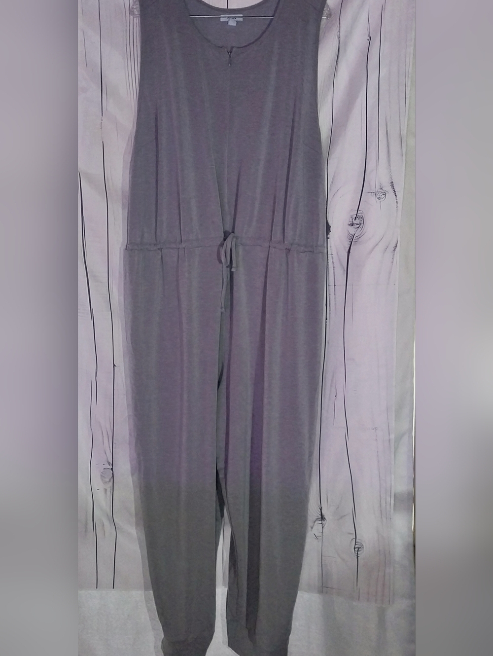 FLX Travel Sleeveless Stretchy Drawstring Jumpsuit - Gray